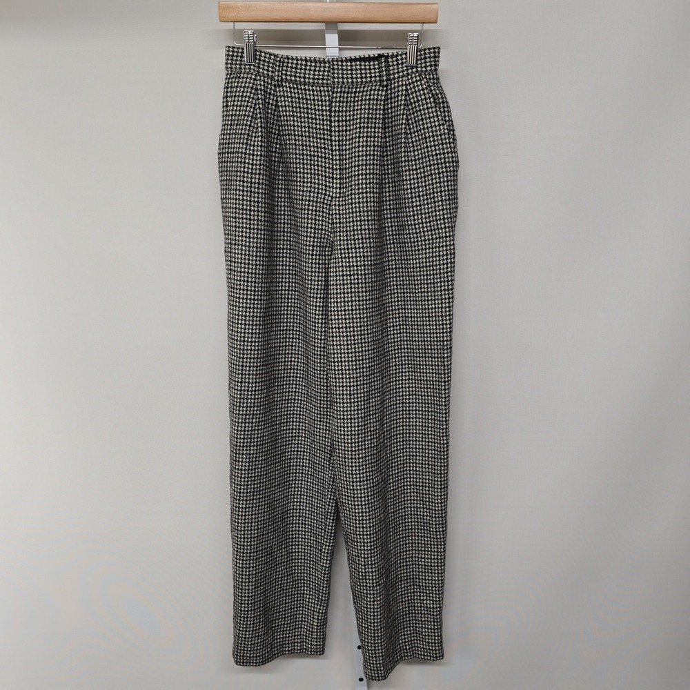 Classiques‎ Entier Vintage Wool Houndstooth Trousers Pants Black White Size 8